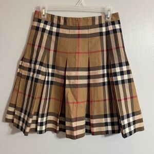 Burberry London Nova Check Tan A-Line Pleated Skirt Size 4